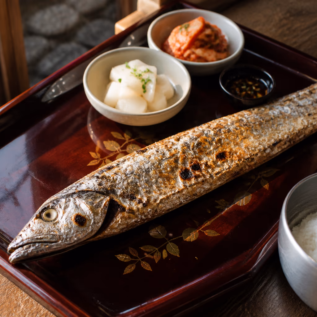 갈치바다涯月店烤整带鱼与翡翠海景的午餐一席