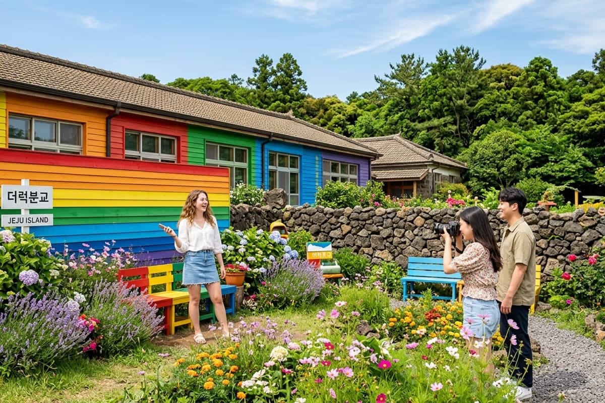 Deoreok Elementary School photo spot and flower garden