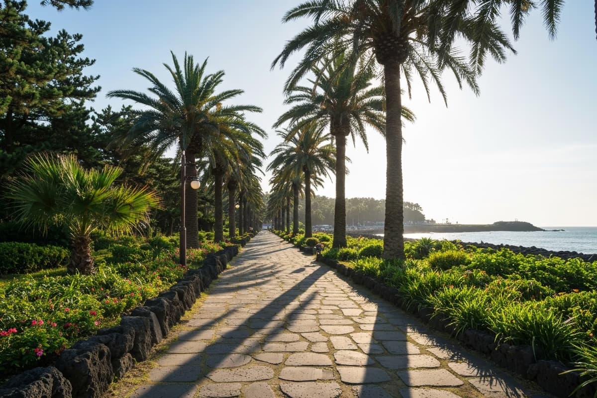 翰林公園椰子樹大道與盆栽園風景